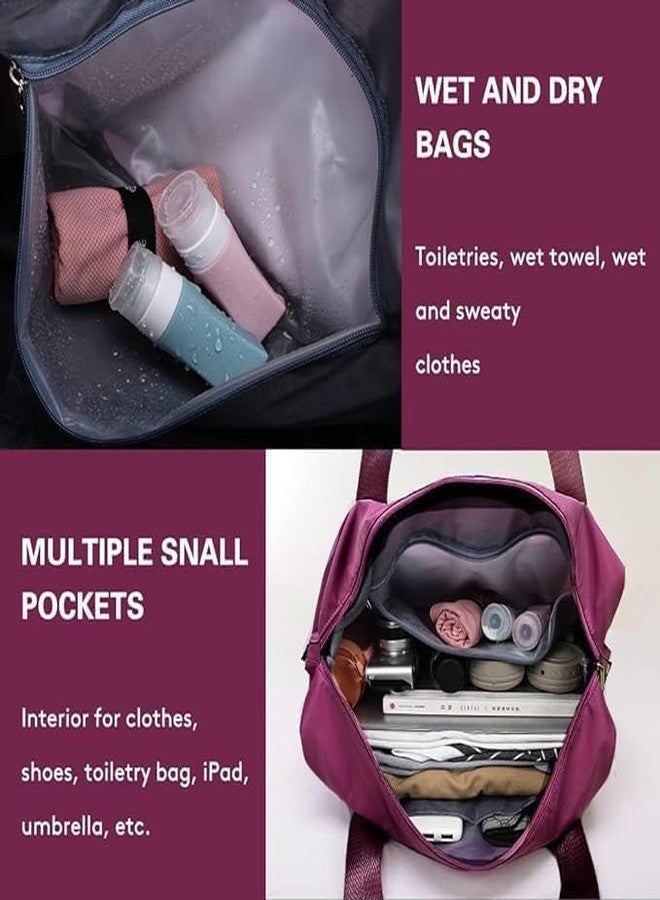 Antson Large Capacity Folding Travel Tote Bag, Oxford Fabric Waterproof Lightweight Foldable Travel Duffel Bag Portable Expandable Travel Bag, Dry and Wet Carry On Bag (Wine) - Image 5